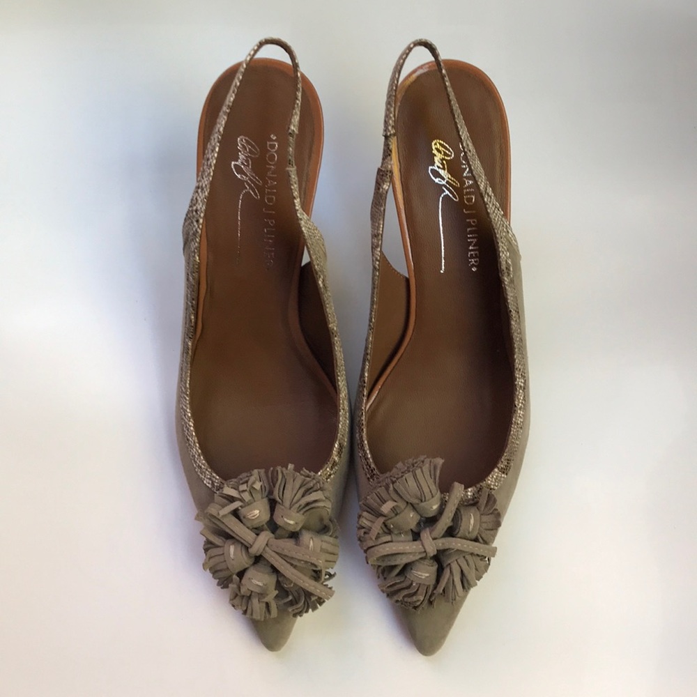 NIB Pliner Taupe Tassel-toe Slingback Size 10